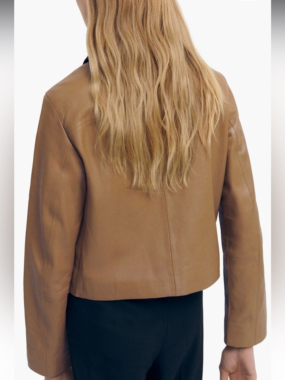 MANGO Button Up Leather Jacket in Medium Brown sold out - Picture 2 of 6